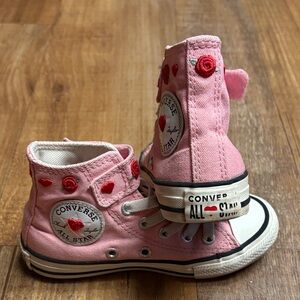 Converse Kids Pink High-Tops with Red Accents